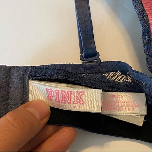 Victoria’s Secret PINK Wear Everywhere Push Up Bra-Navy blue mesh-32B - Picture 7 of 8